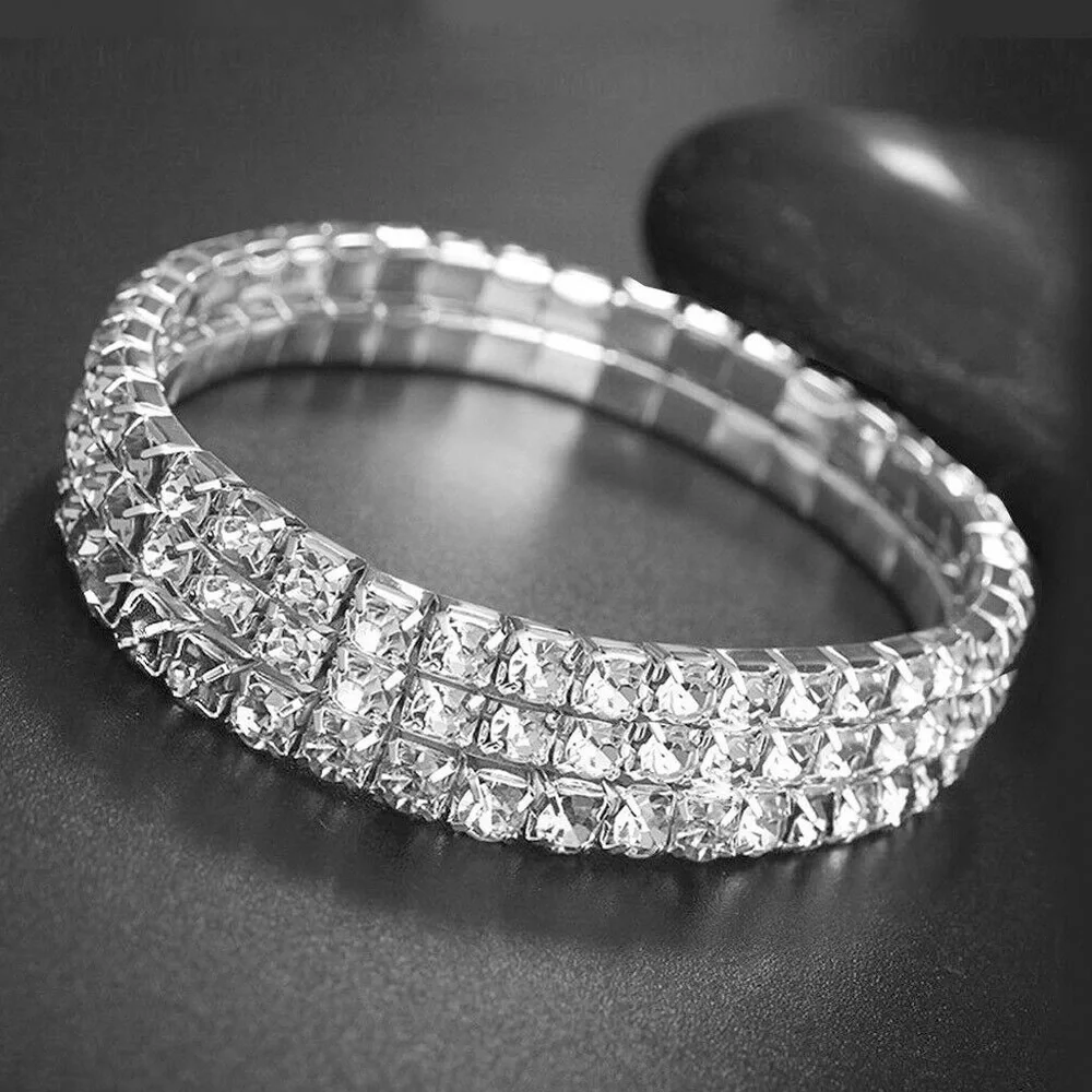 CZ NEW Ankle bracelet  1 or 2 or 3 ROWS - Picture 4 of 7